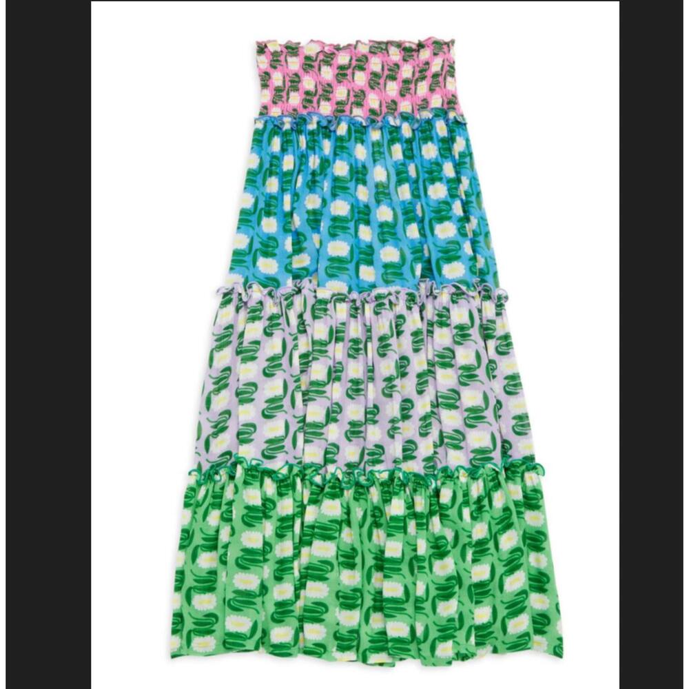 AGUA BENDITA girls fun colorful pattern strapless dress sz L